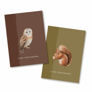 Kaartenset | Kerst Dierenillustraties (incl. enveloppen)
