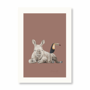 Poster Kinderkamer | Neushoorn & Toekan